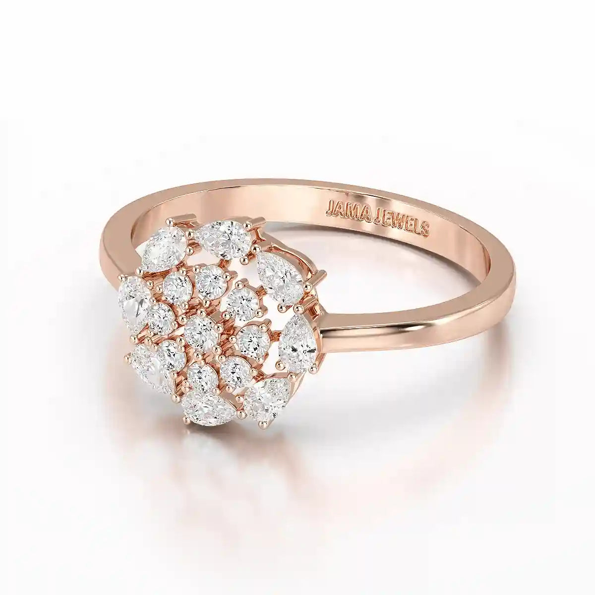 0.35 CT Cluster Ring with Pear and Round Cut Lab Diamonds