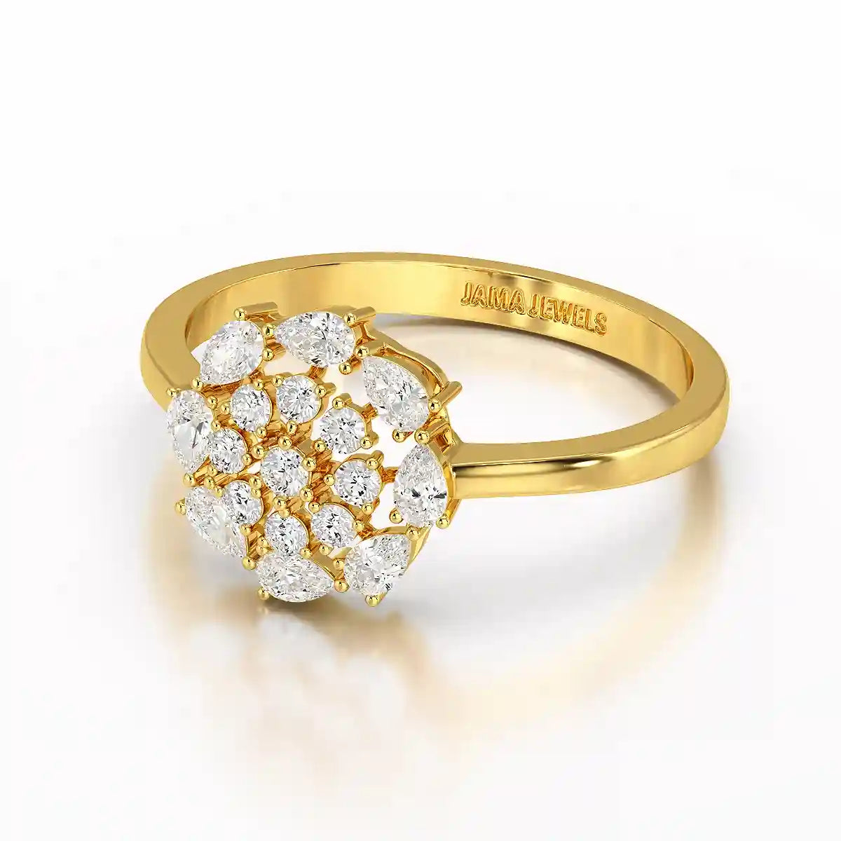 0.35 CT Cluster Ring with Pear and Round Cut Lab Diamonds