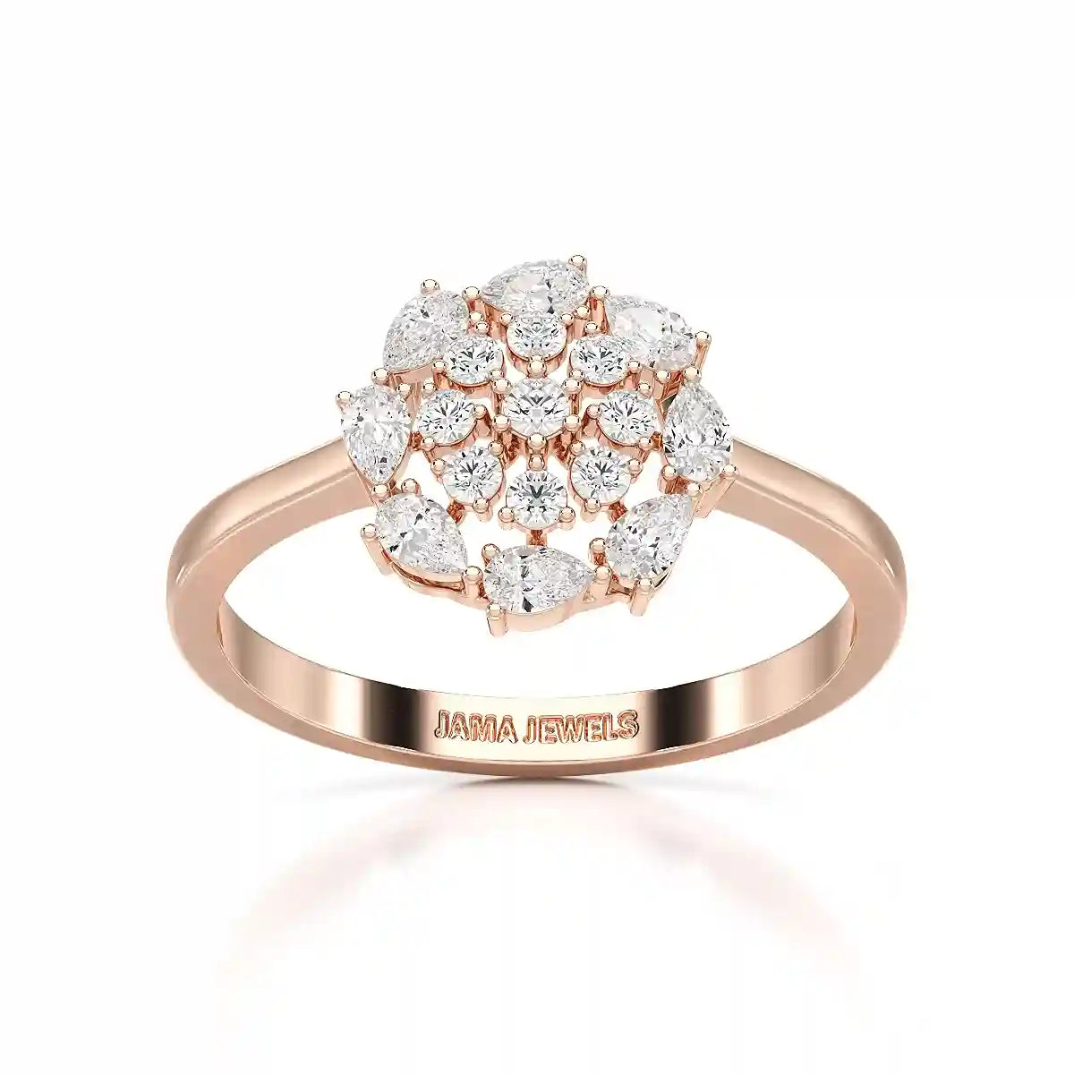 0.35 CT Cluster Ring with Pear and Round Cut Lab Diamonds