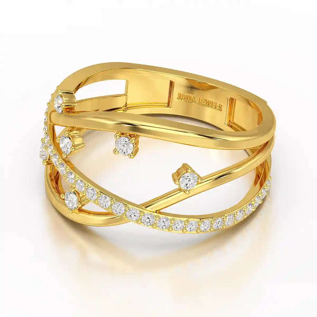 0.30 CT Round Cut Lab Diamond Crossover Ring