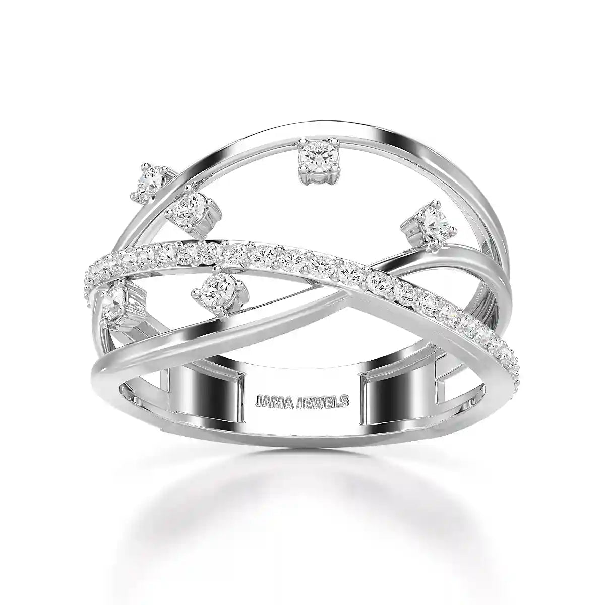 0.30 CT Round Cut Lab Diamond Crossover Ring