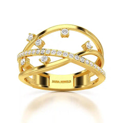 0.30 CT Round Cut Lab Diamond Crossover Ring