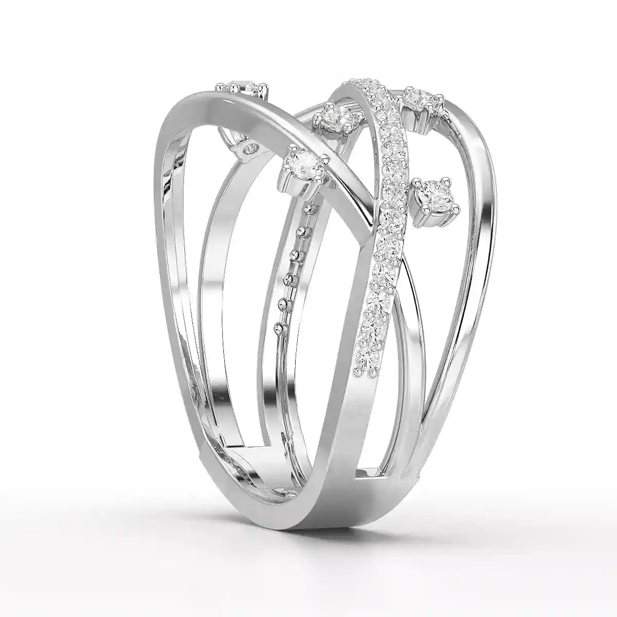 0.30 CT Round Cut Lab Diamond Crossover Ring