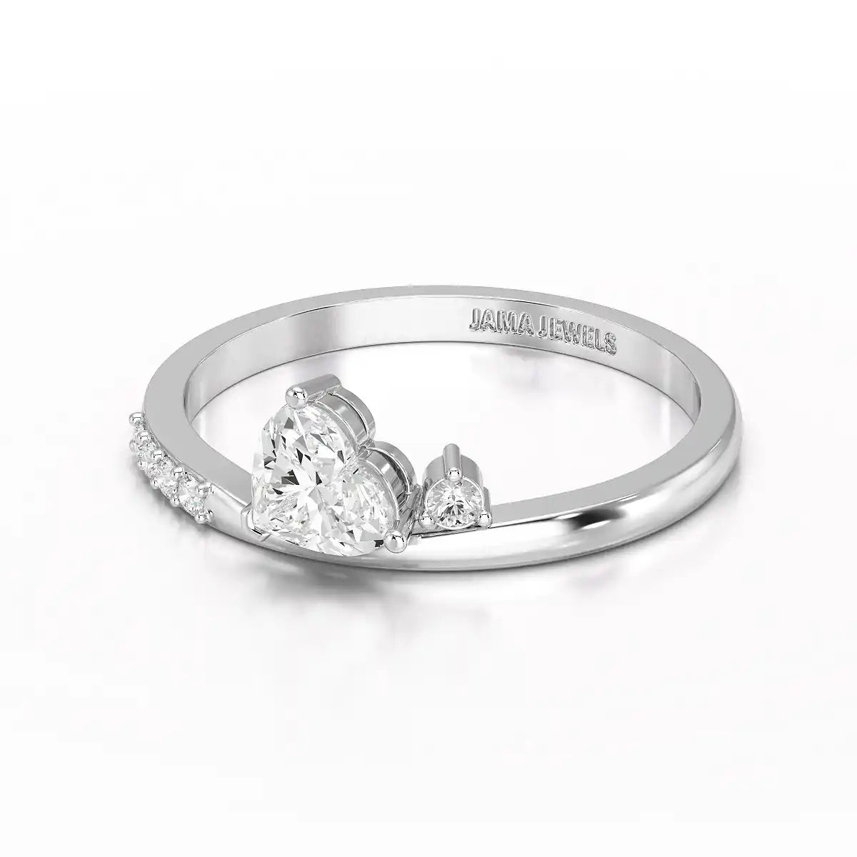 0.55 CT Stacked Heart & Round Cut Lab Diamonds Ring