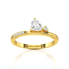 0.55 CT Stacked Heart & Round Cut Lab Diamonds Ring