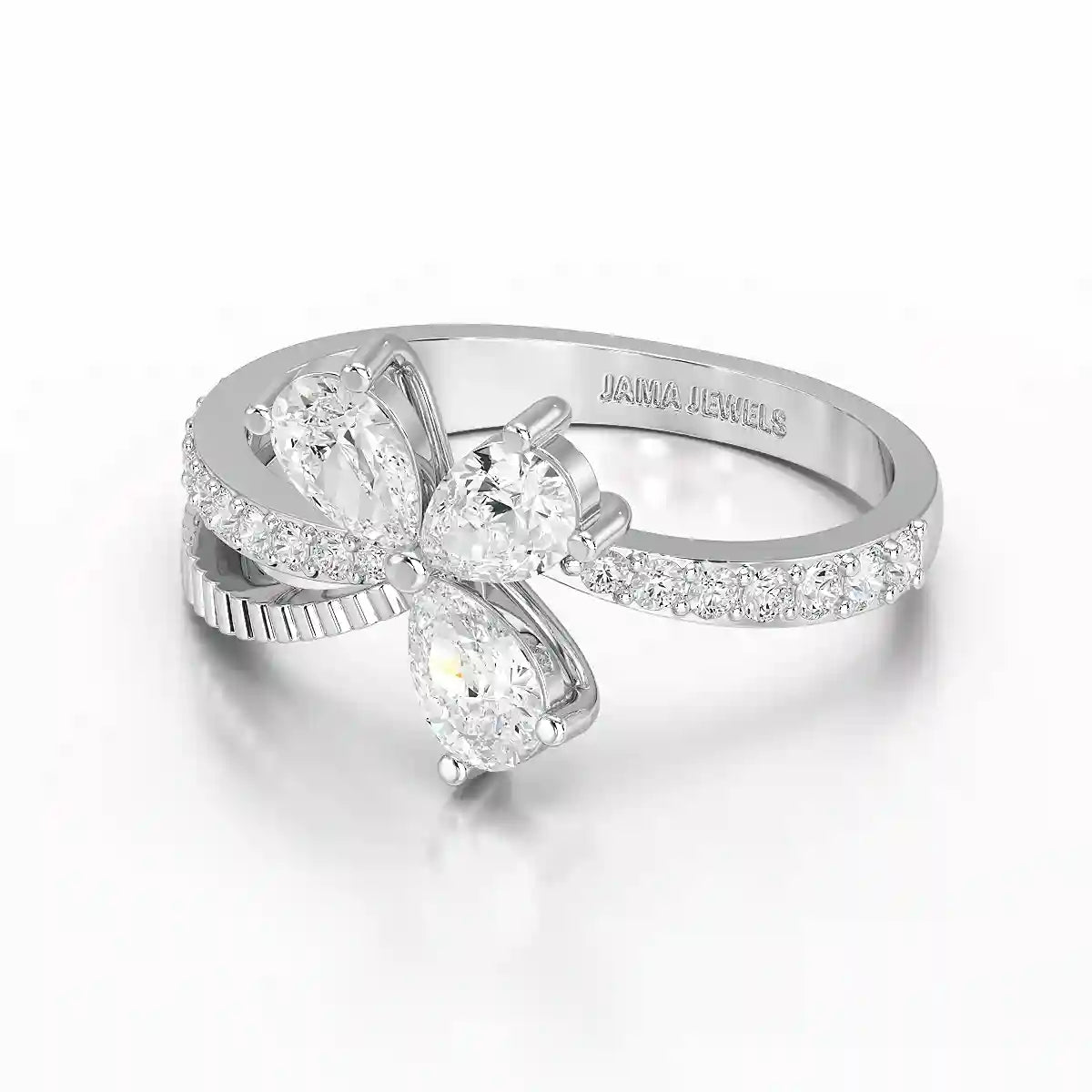0.95 CT Pear & Round Cut Lab Diamond Split Ring