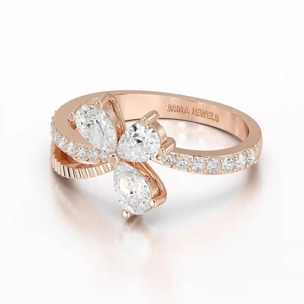 0.95 CT Pear & Round Cut Lab Diamond Split Ring