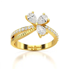 0.95 CT Pear & Round Cut Lab Diamond Split Ring