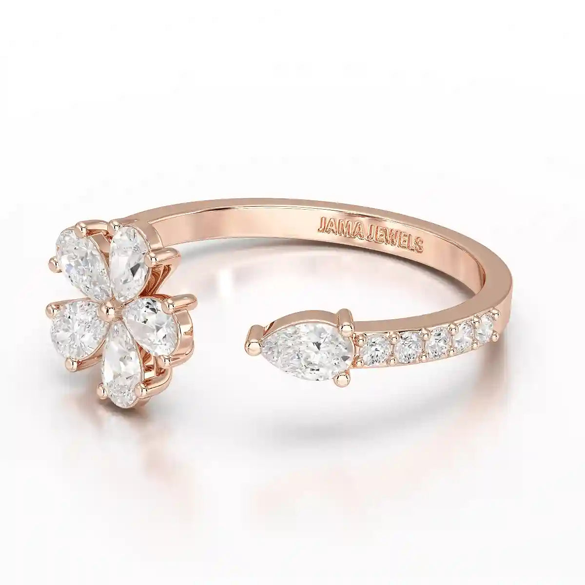 0.65 CT Open Ring with Pear & Round Cut Lab Diamonds