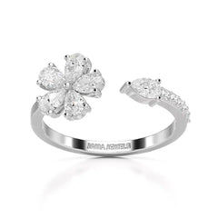 0.65 CT Open Ring with Pear & Round Cut Lab Diamonds