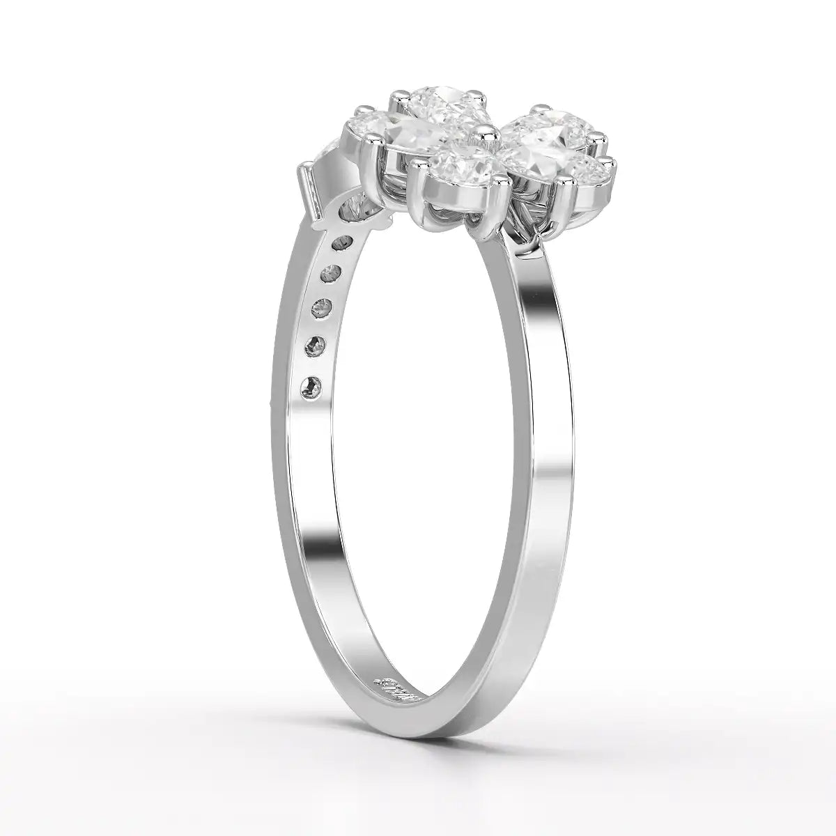 0.65 CT Open Ring with Pear & Round Cut Lab Diamonds