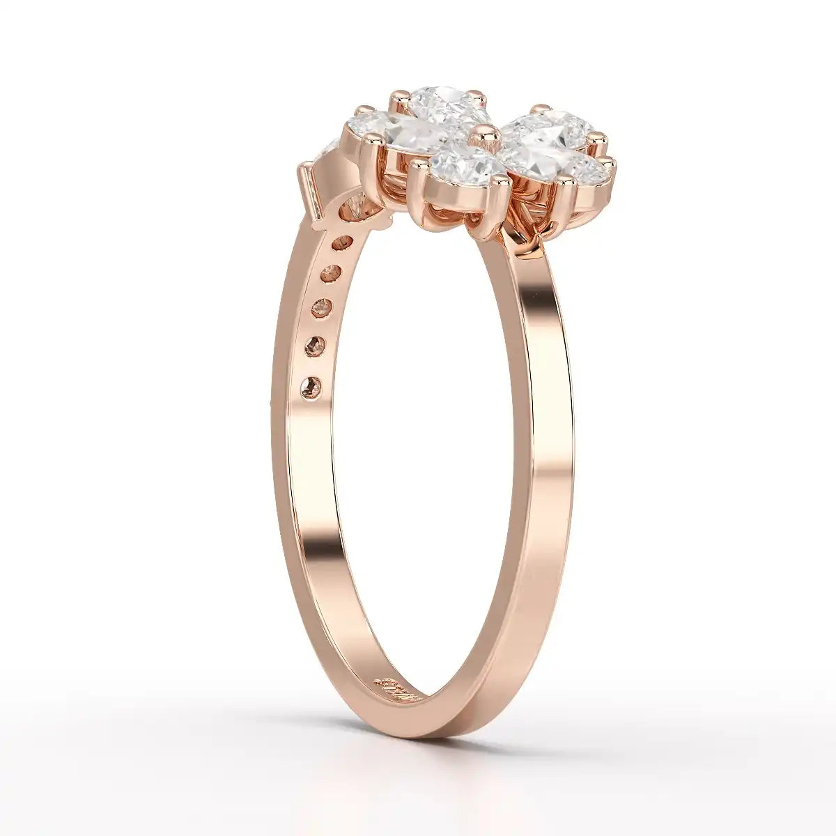 0.65 CT Open Ring with Pear & Round Cut Lab Diamonds