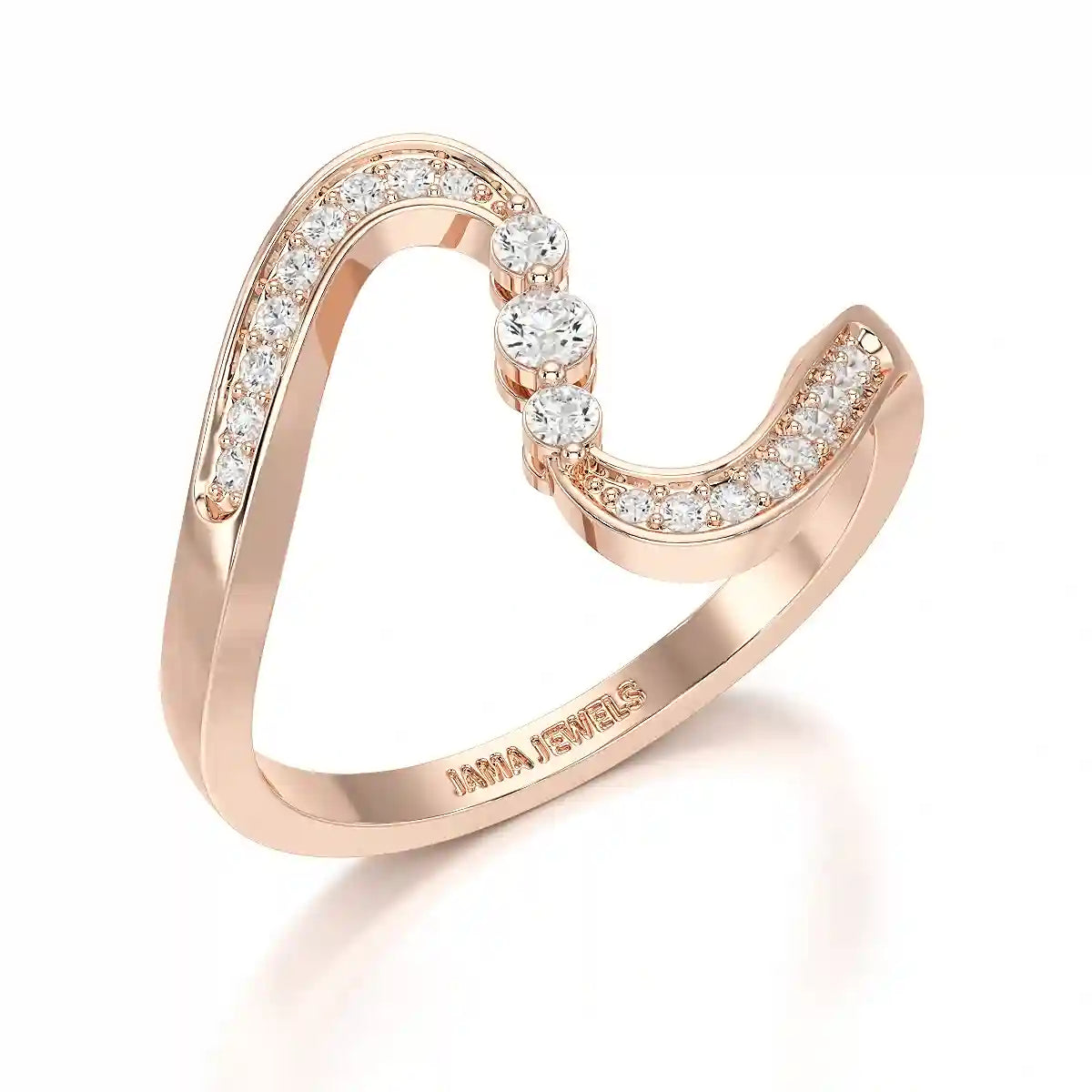 0.15 CT Lab Diamond Wave Ring with Round Cut Lab Diamonds