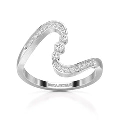 0.15 CT Lab Diamond Wave Ring with Round Cut Lab Diamonds