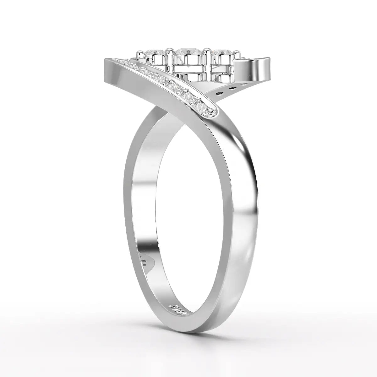 0.15 CT Lab Diamond Wave Ring with Round Cut Lab Diamonds