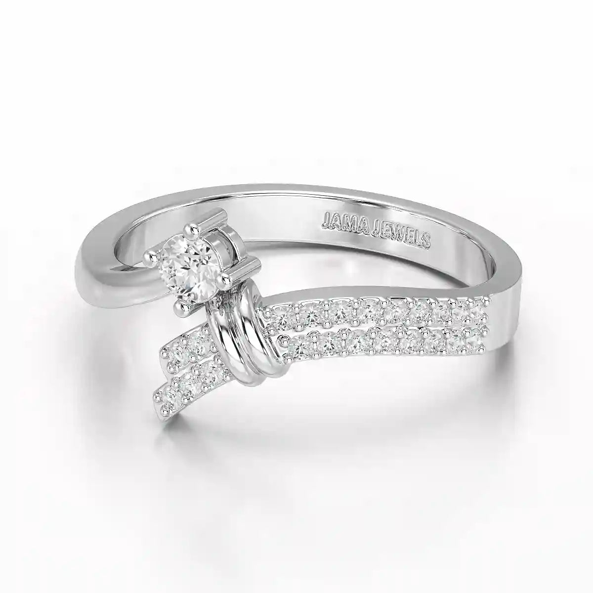 0.20 CT Round Cut Lab Diamond Bypass Ring