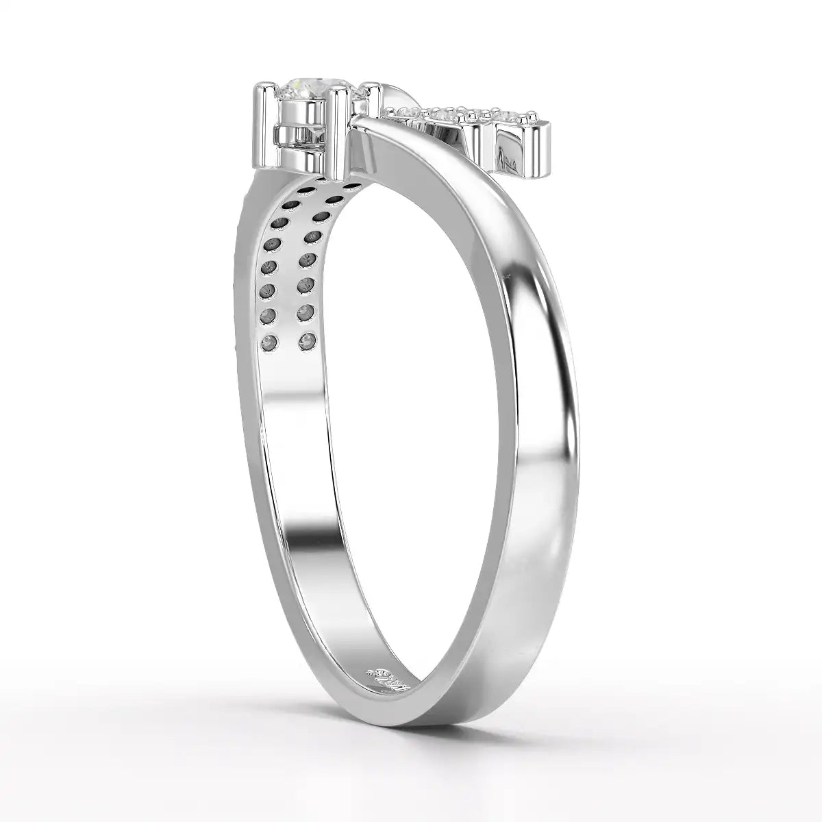 0.20 CT Round Cut Lab Diamond Bypass Ring