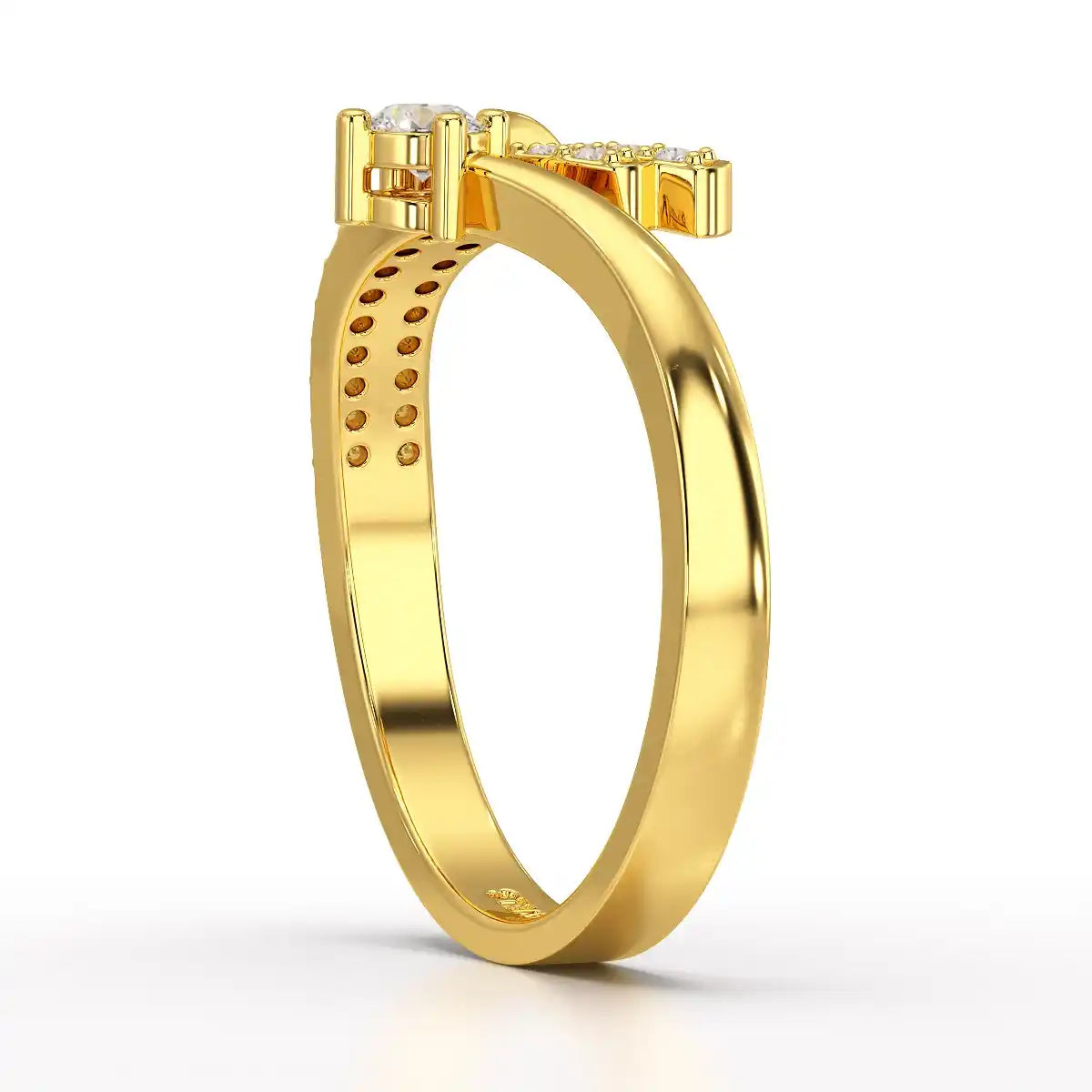 0.20 CT Round Cut Lab Diamond Bypass Ring