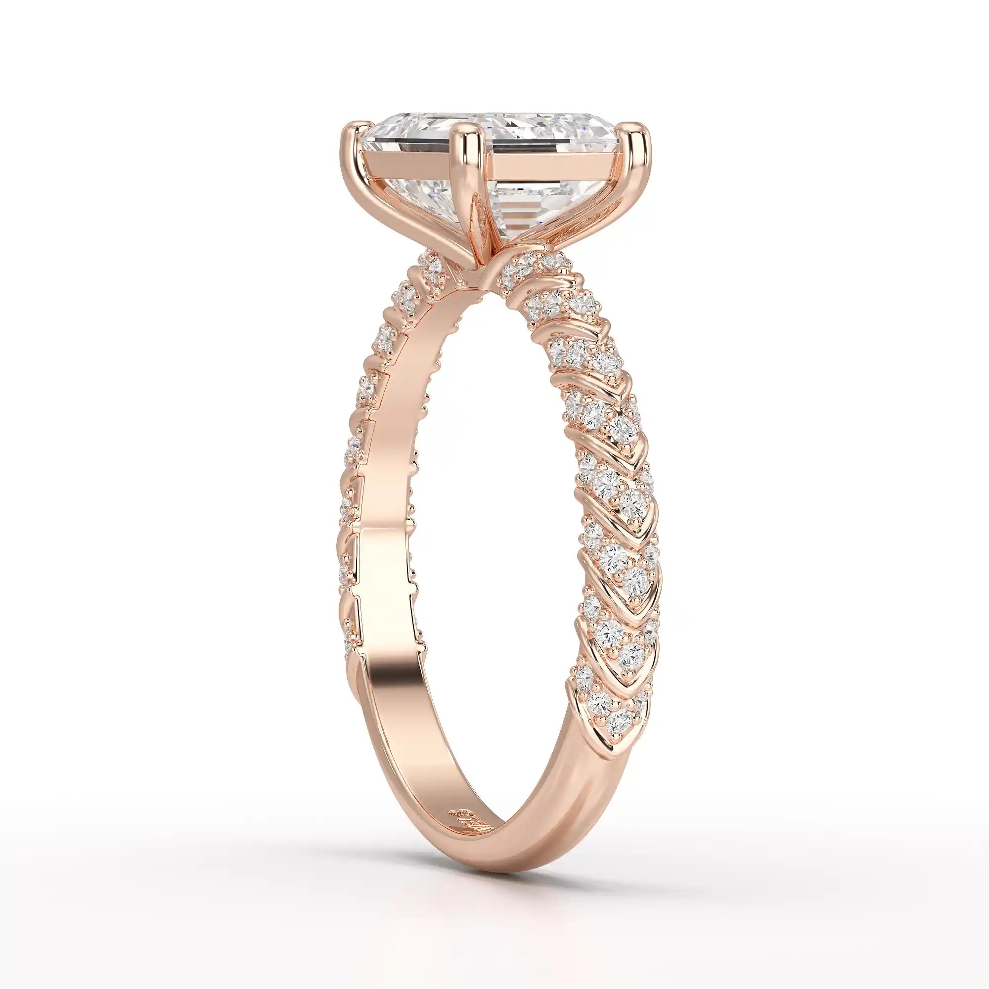 2.40 CT Straight Emerald Cut Lab Diamond Ring