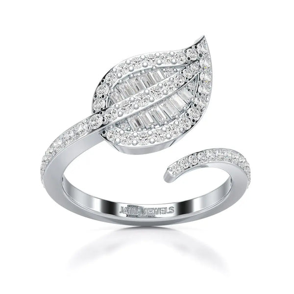 0.70 CT Baguette Open Leaf Diamond Ring