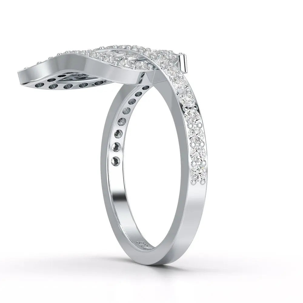 0.70 CT Baguette Cut Diamond Open Leaf Ring Jama Jewels