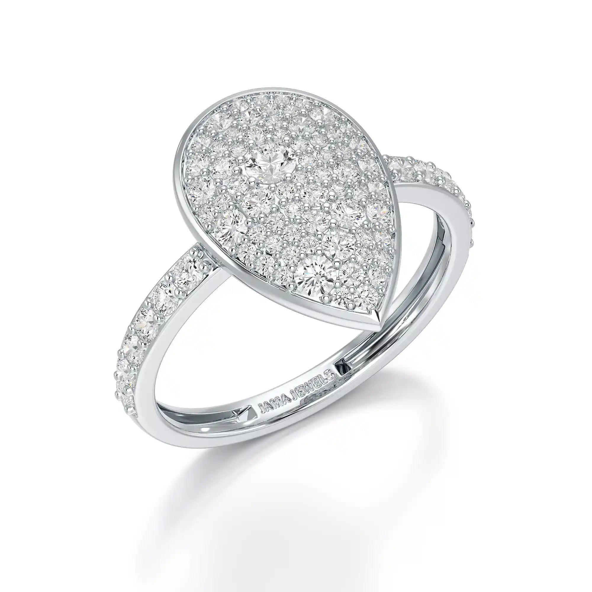 1 CT Pear Shaped Pave Ring with Round Diamonds
