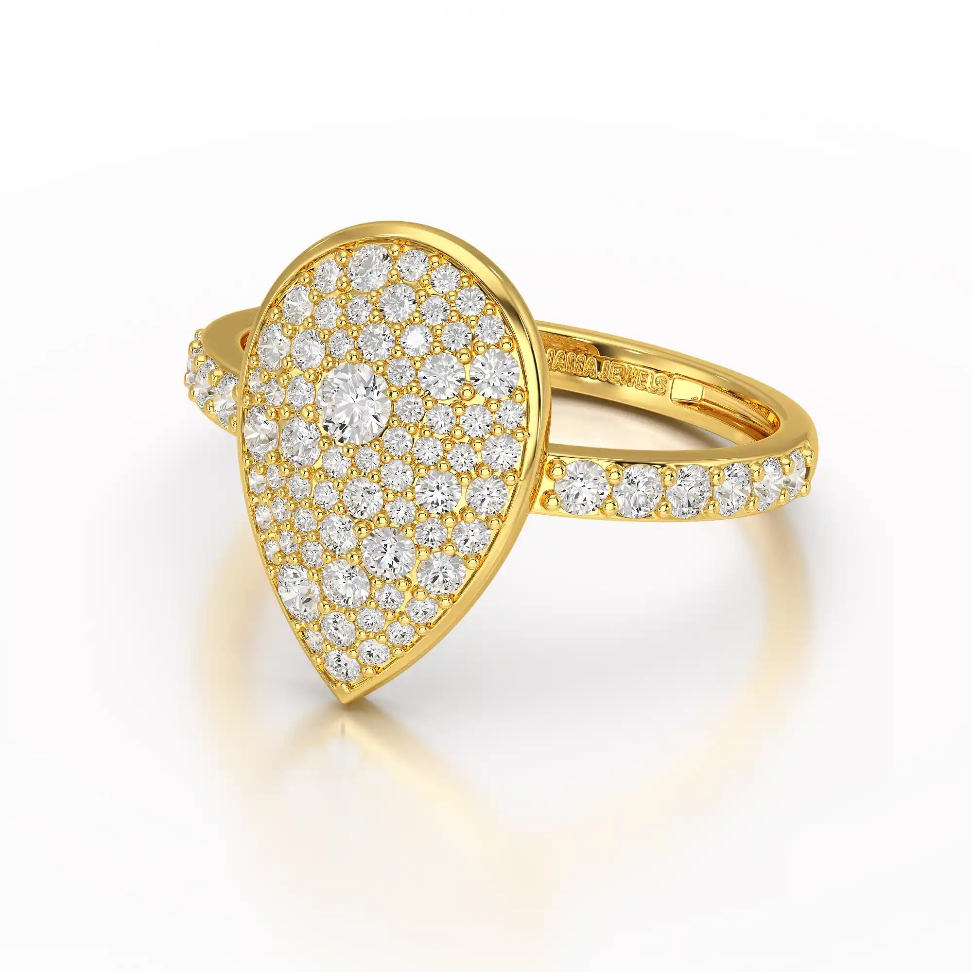 1 CT Pear Shaped Pave Ring with Round Diamonds
