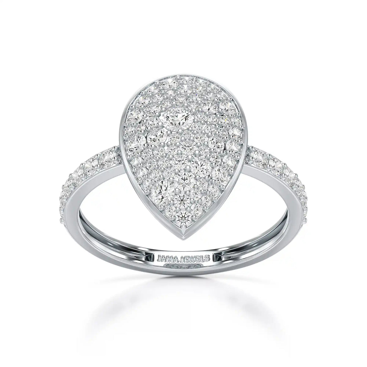1 CT Pear Shaped Pave Ring with Round Diamonds