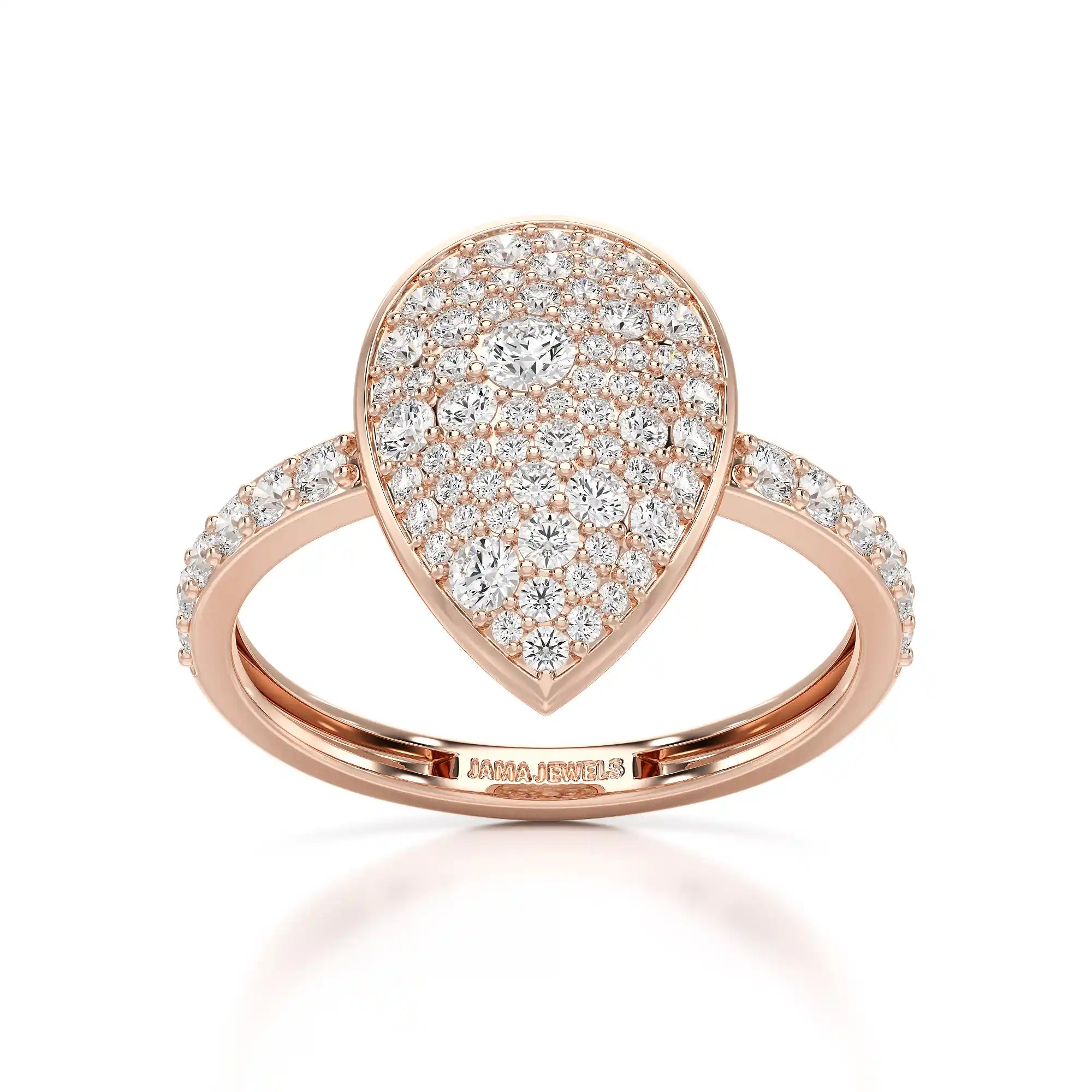 1 CT Pear Shaped Pave Ring with Round Diamonds