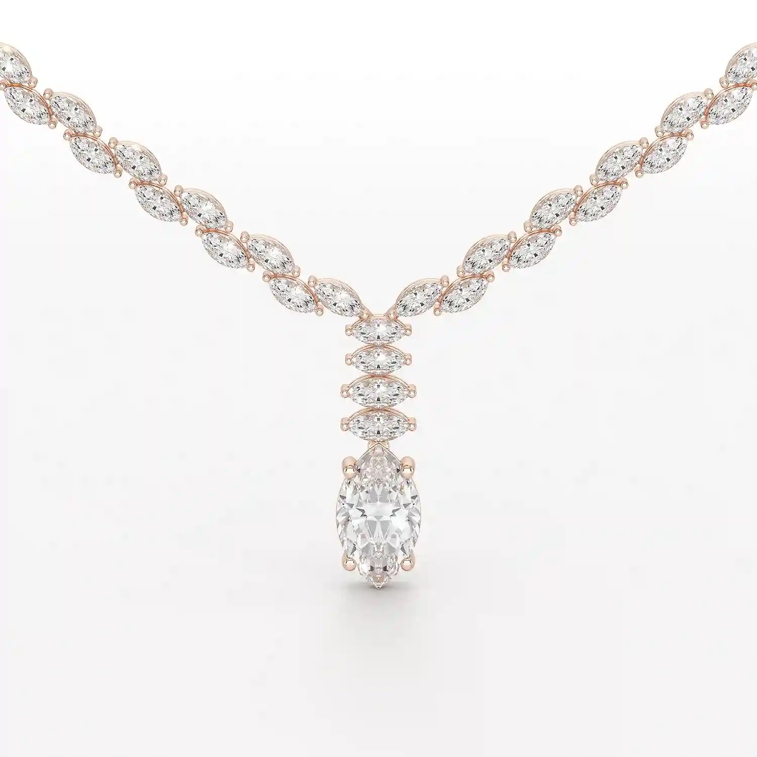 19.9 CT Marquise Cut Lab Diamond Necklace
