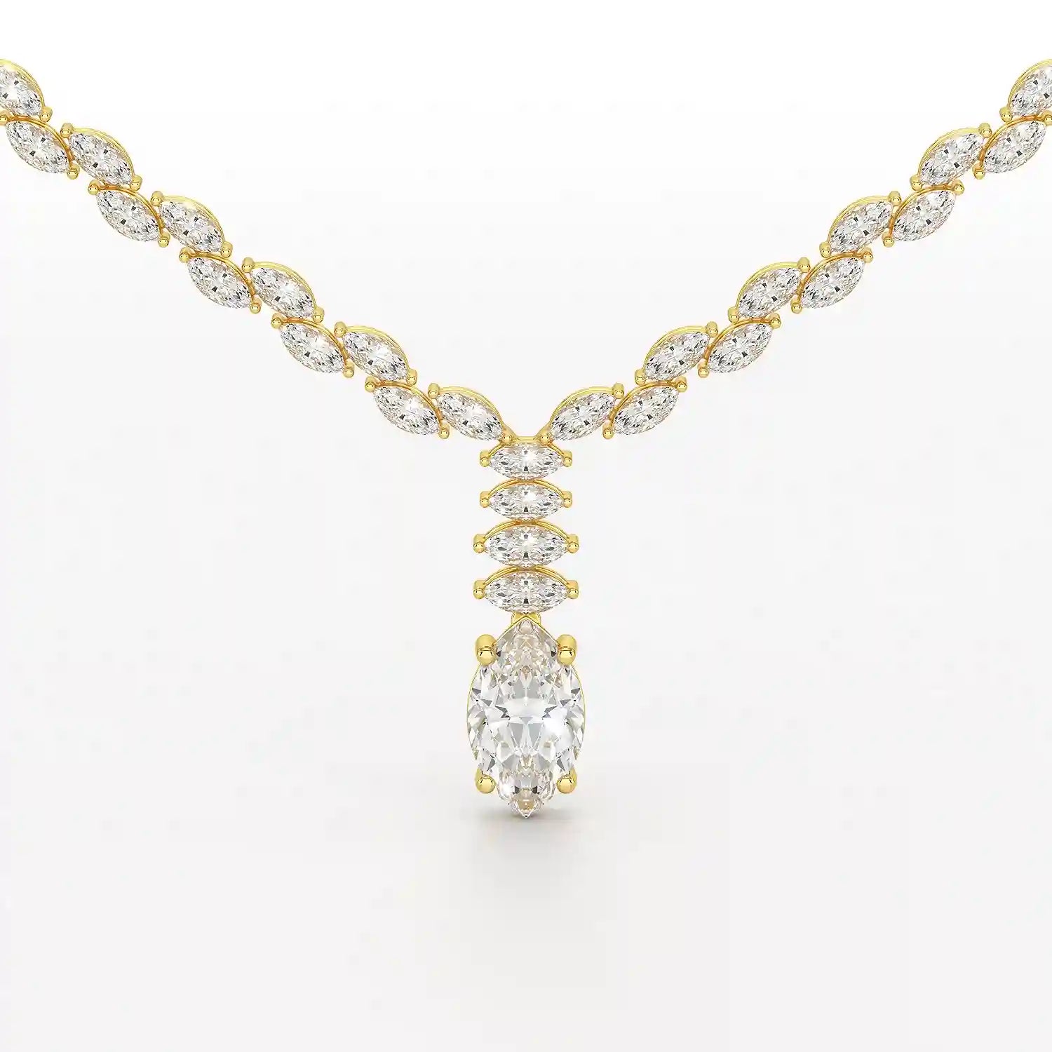 19.9 CT Marquise Cut Lab Diamond Necklace