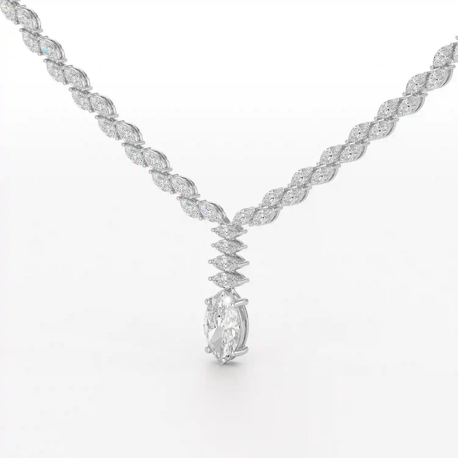 19.9 CT Marquise Cut Lab Diamond Necklace