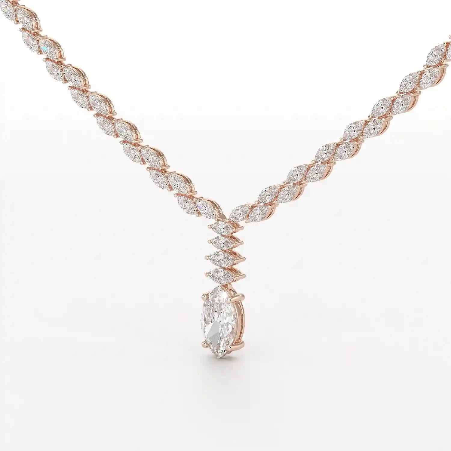 19.9 CT Marquise Cut Lab Diamond Necklace