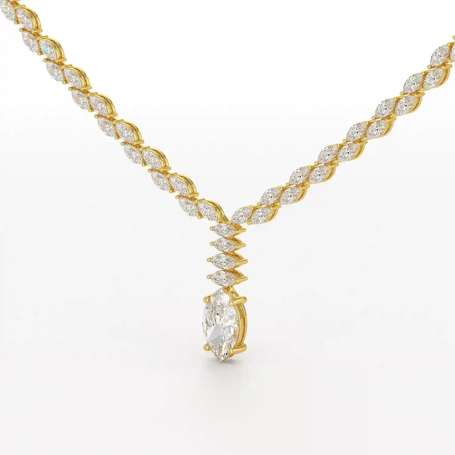 19.9 CT Marquise Cut Lab Diamond Necklace