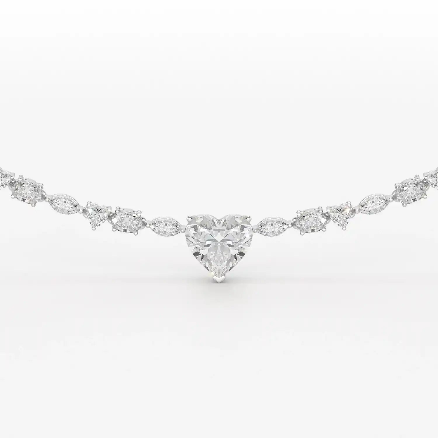 12.54 CT Heart Cut Lab Diamond Tennis Necklace