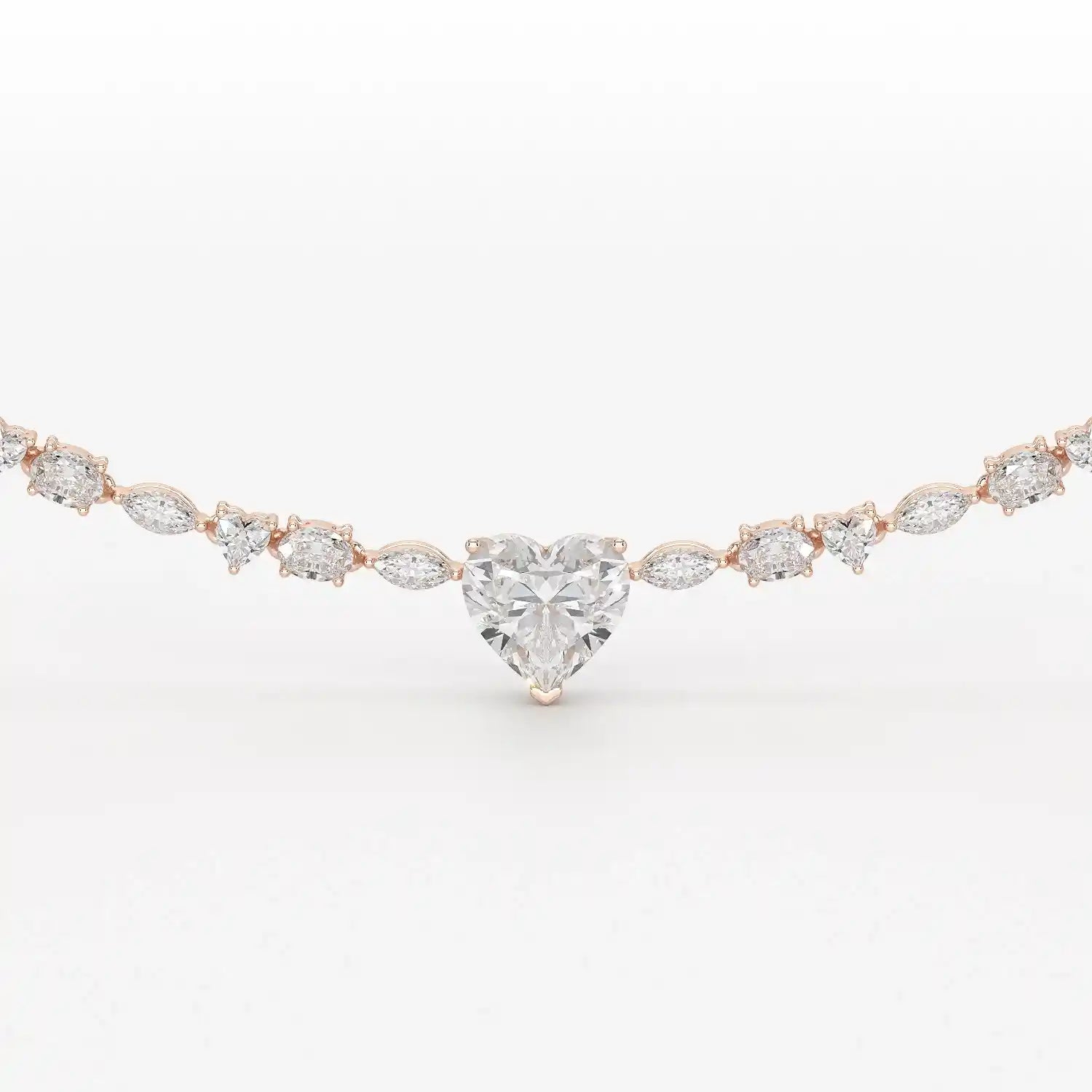 12.54 CT Heart Cut Lab Diamond Tennis Necklace