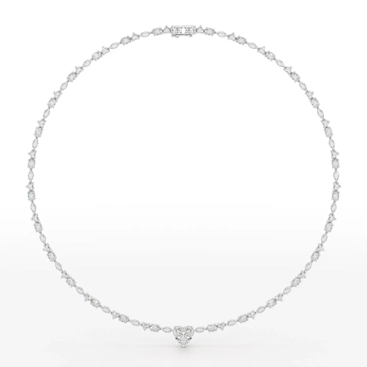 12.54 CT Heart Cut Lab Diamond Tennis Necklace