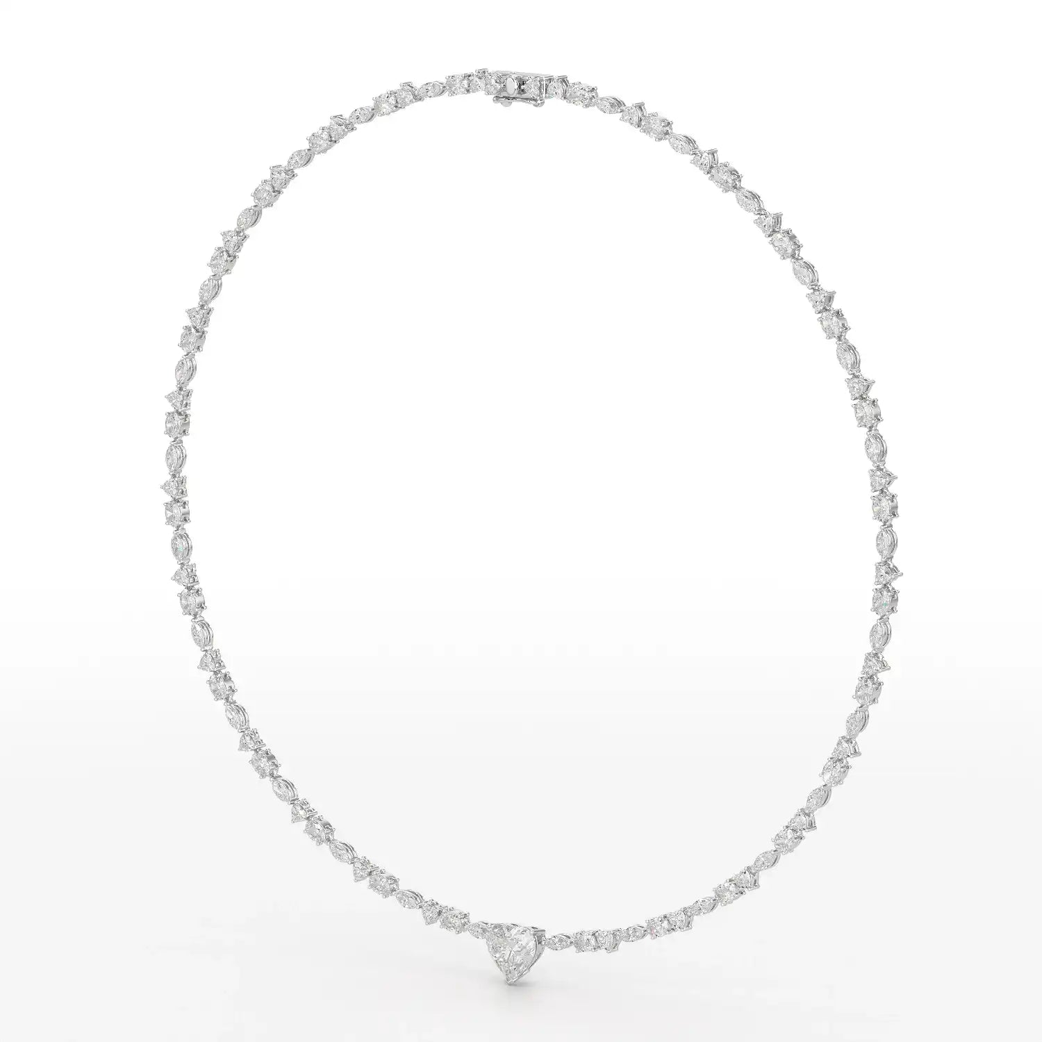 12.54 CT Heart Cut Lab Diamond Tennis Necklace