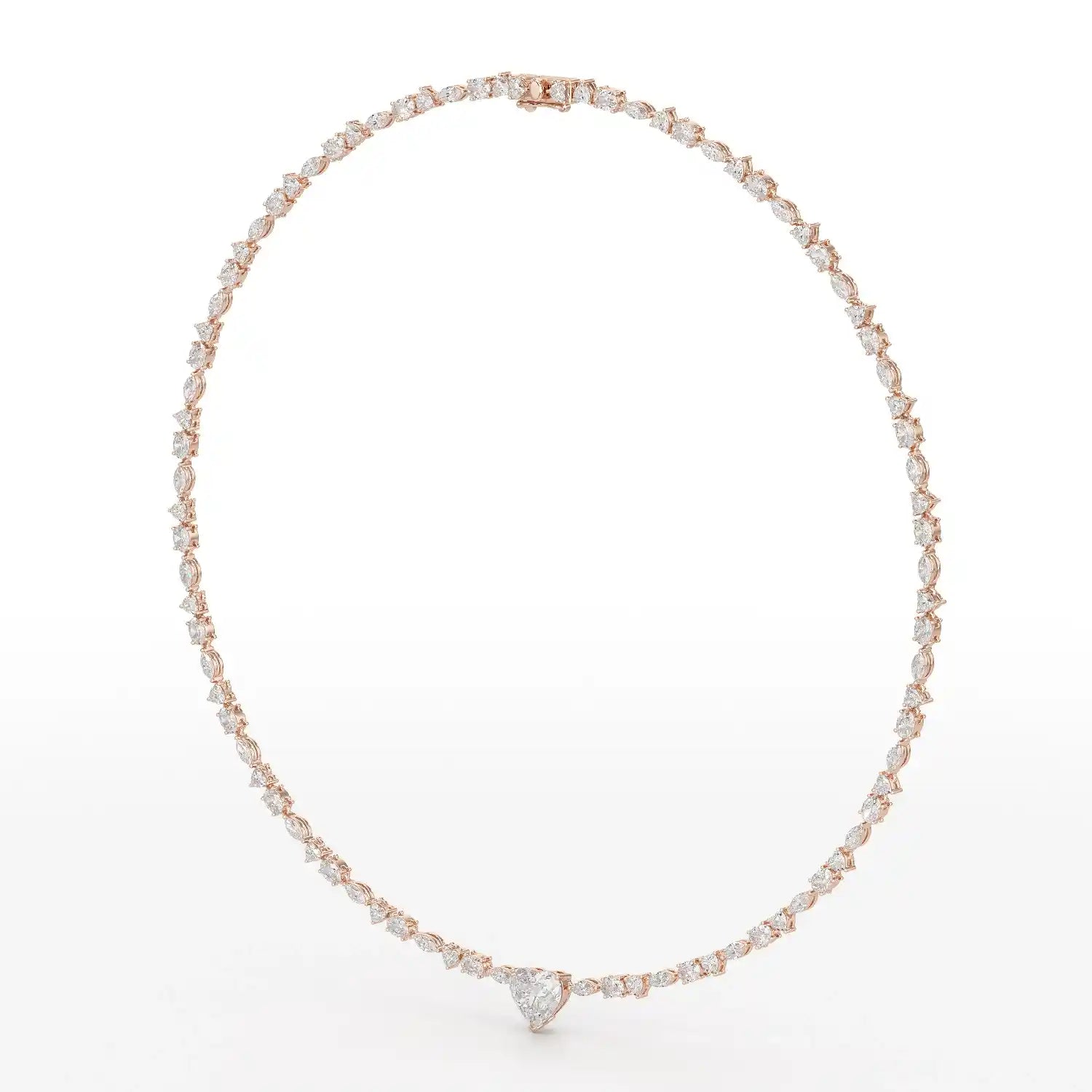 12.54 CT Heart Cut Lab Diamond Tennis Necklace