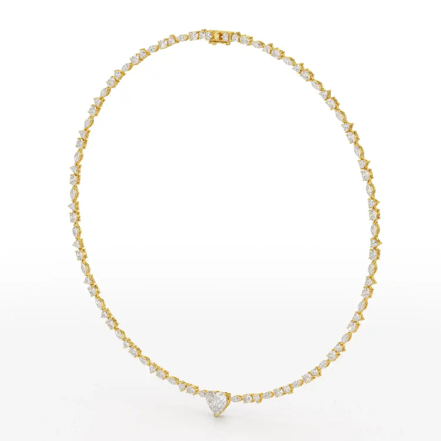 12.54 CT Heart Cut Lab Diamond Tennis Necklace