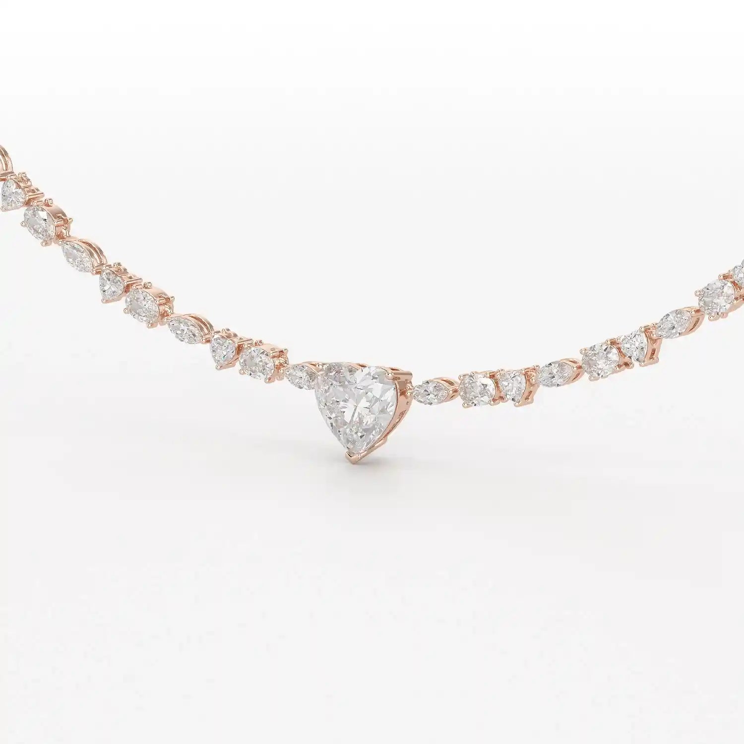 12.54 CT Heart Cut Lab Diamond Tennis Necklace