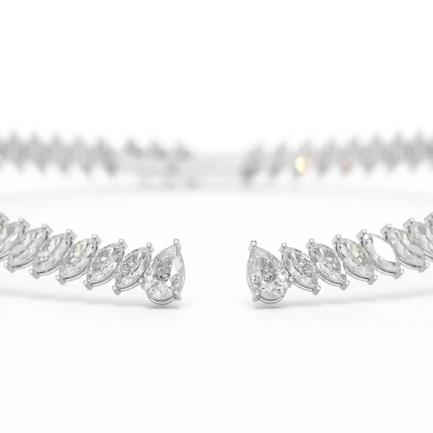 37.17 CT Pear and Marquise Cut Lab Diamond Necklace