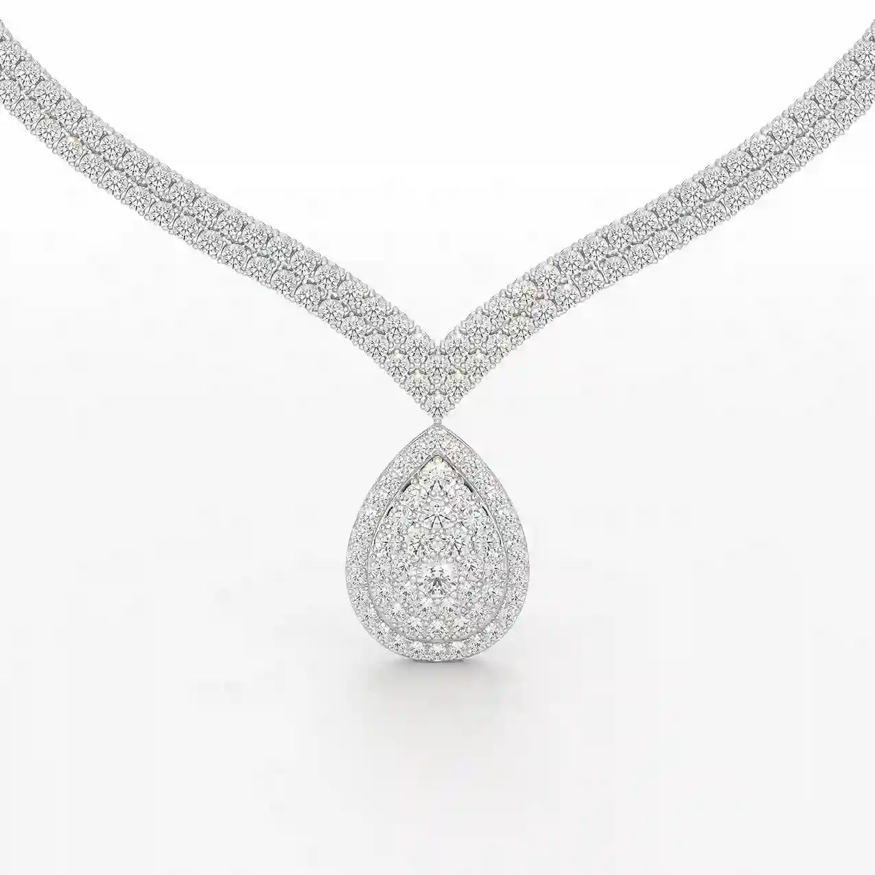23.5 CT Two Layered Necklace with Round Lab Diamonds
