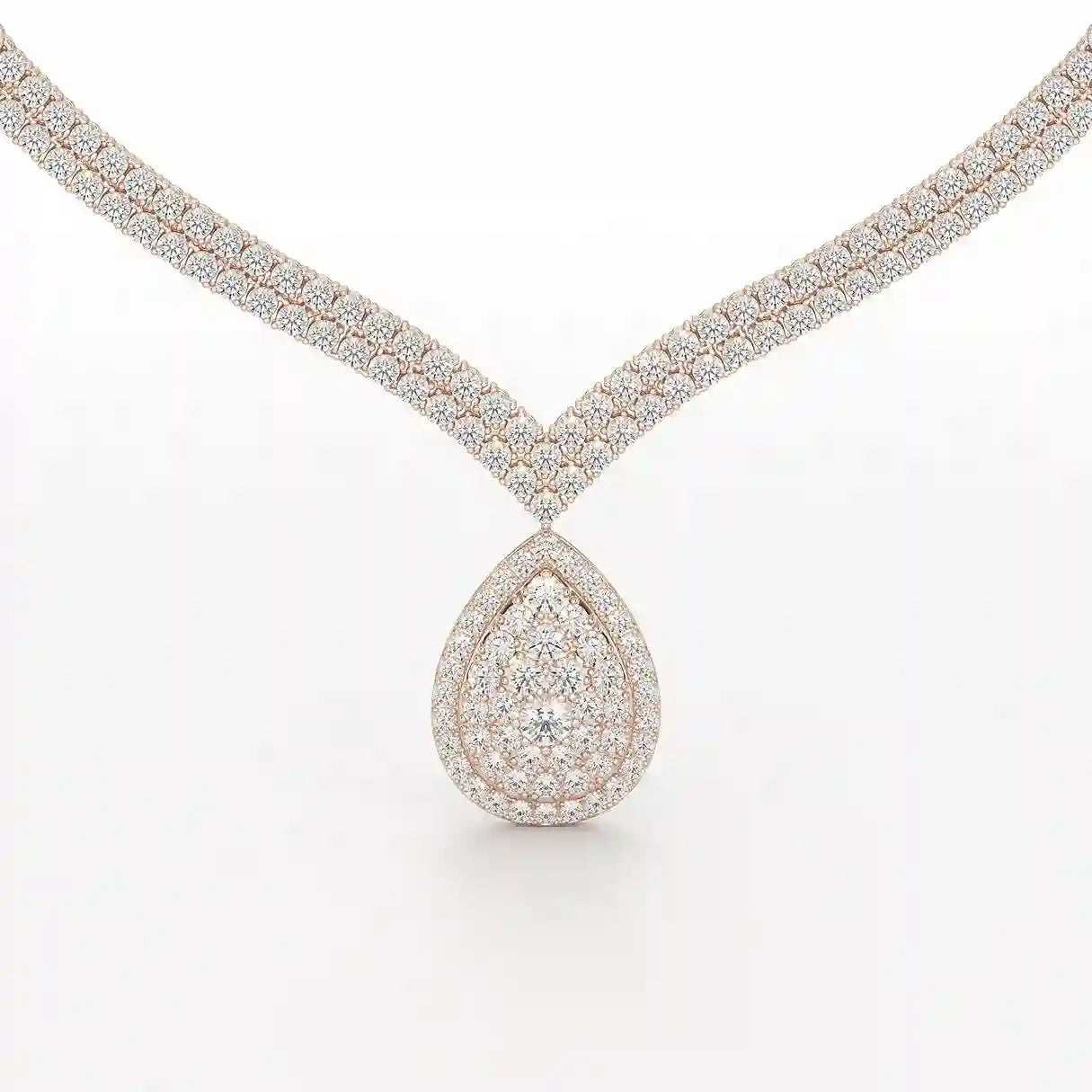 23.5 CT Two Layered Necklace with Round Lab Diamonds