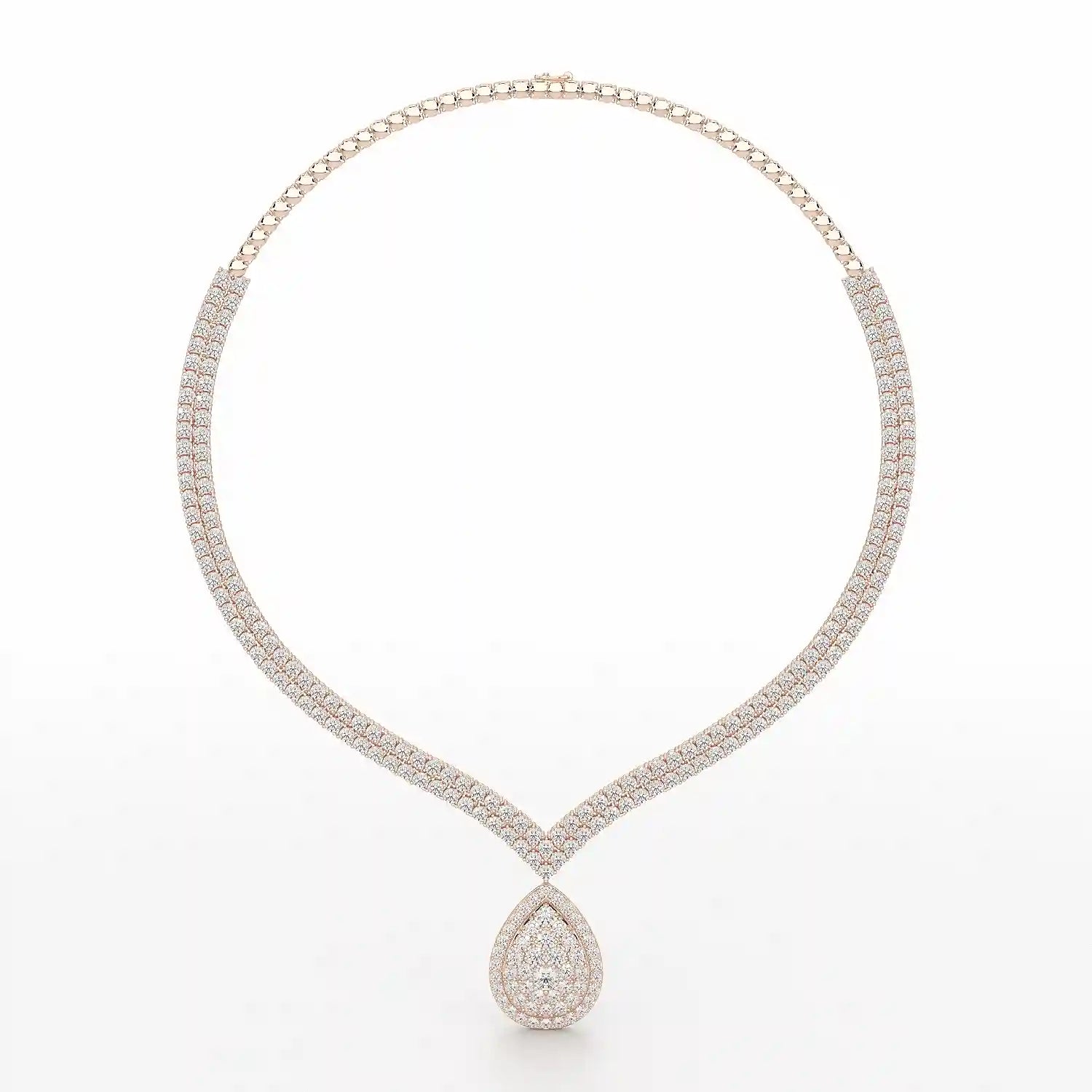 23.5 CT Two Layered Necklace with Round Lab Diamonds