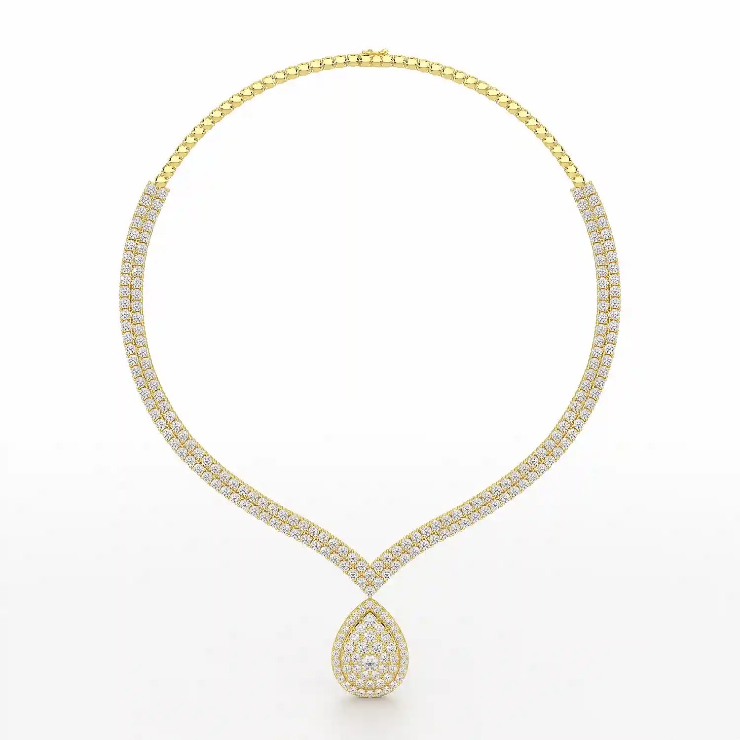 23.5 CT Two Layered Necklace with Round Lab Diamonds