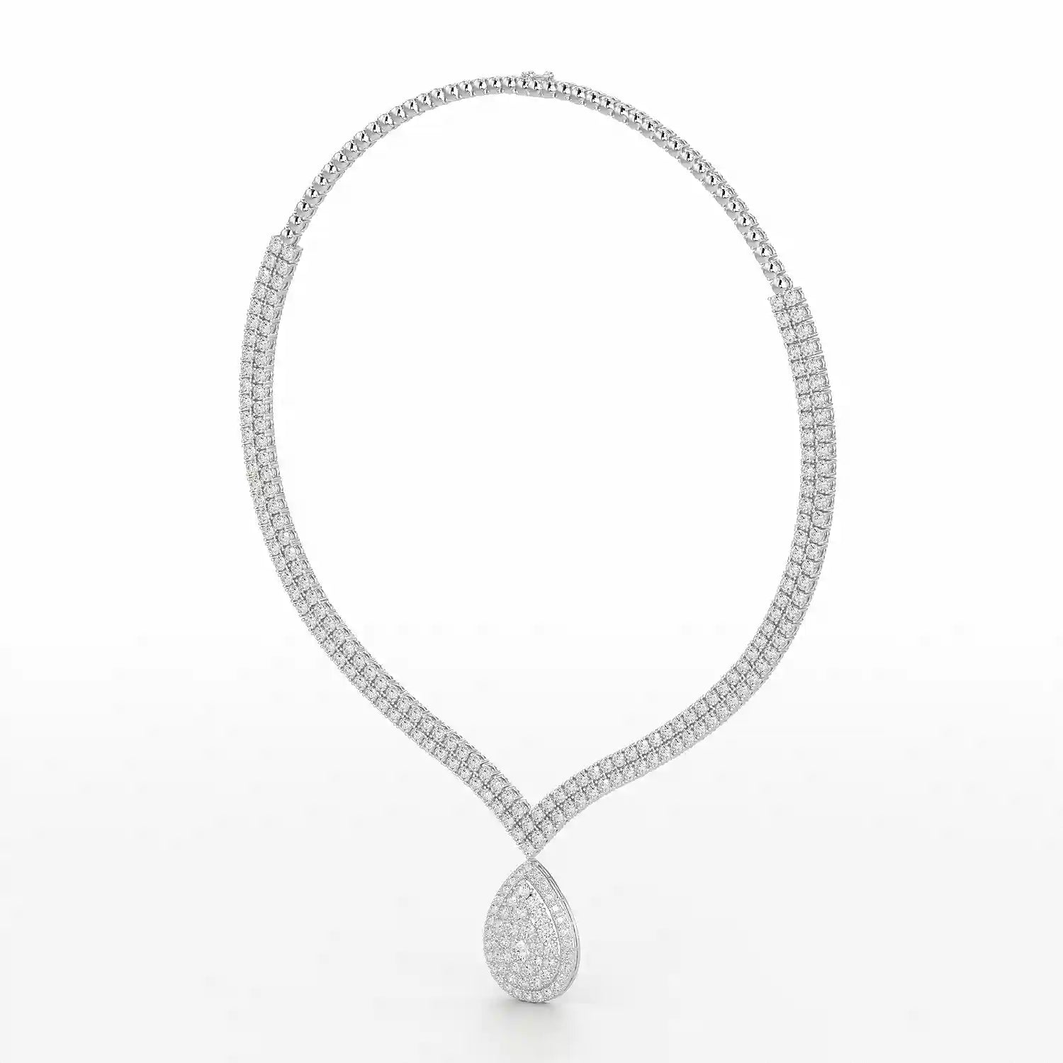 23.5 CT Two Layered Necklace with Round Lab Diamonds