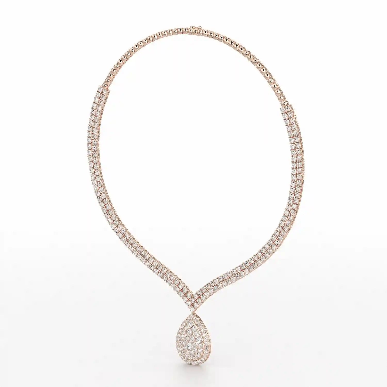 23.5 CT Two Layered Necklace with Round Lab Diamonds