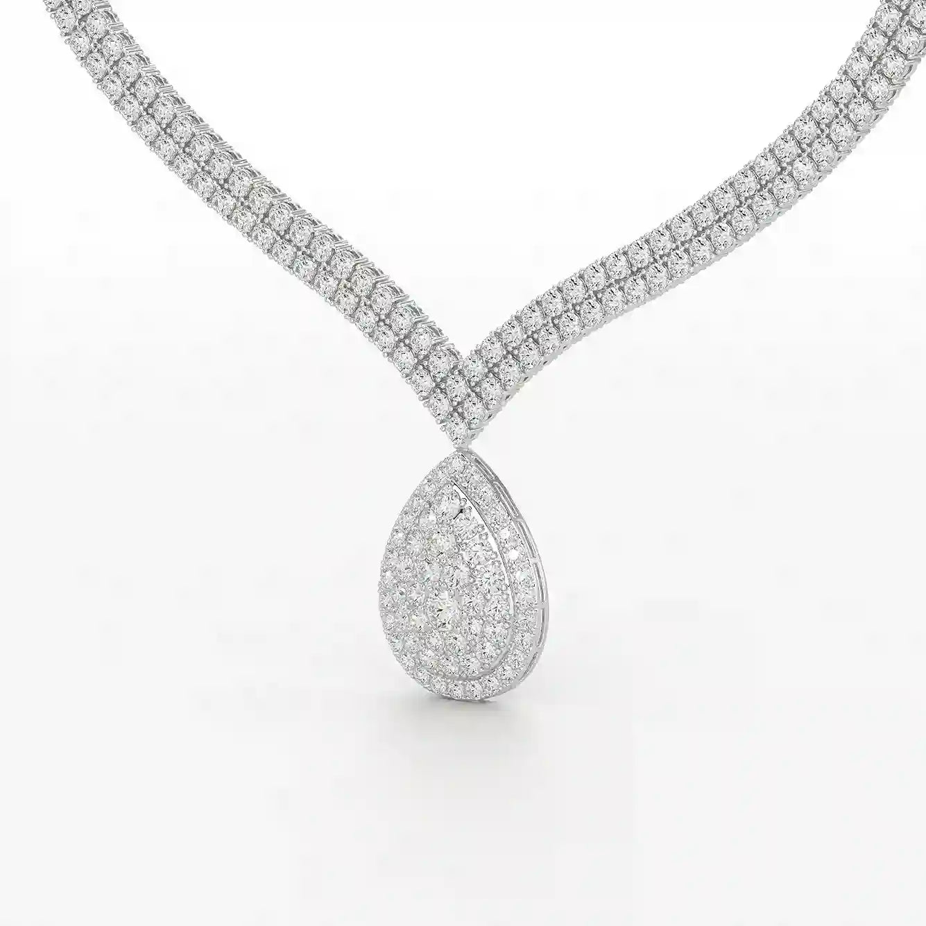 23.5 CT Two Layered Necklace with Round Lab Diamonds