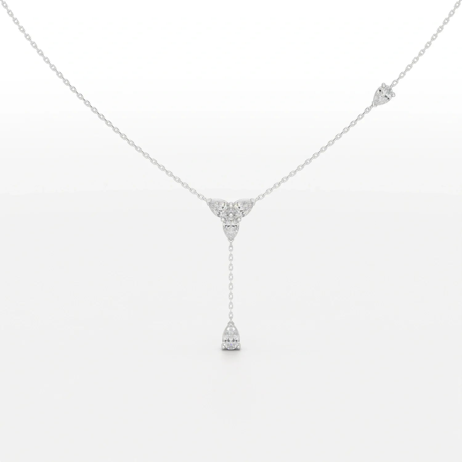 1 CT Drop Necklace with Pear Cut Lab Diamonds
